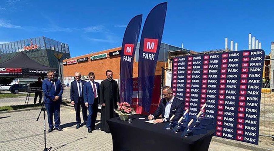 Laying the foundation stone for the M Park, Poland